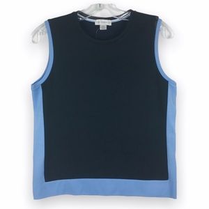NWT Petite Sophisticate Womens‎ Blue Black White Colorblock Sleeveless Top Shirt